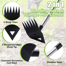 PIMEKOY 2-in-1 garden hoe and rake for versatile weeding
