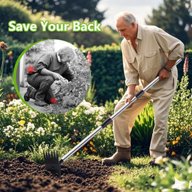 PIMEKOY garden hoe with long handle reduces back strain while working