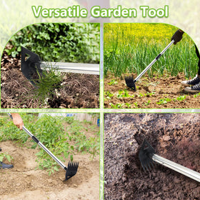 PIMEKOY hand weeder in use clearing flower bed weeds