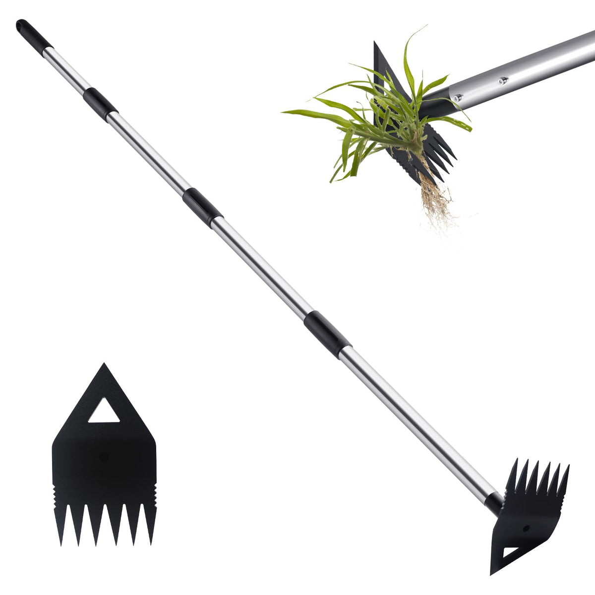 PIMEKOY weed puller with long handle eases bending and uproots weeds