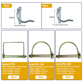 PINAILER cotter pin collection for farm tools and equipment.