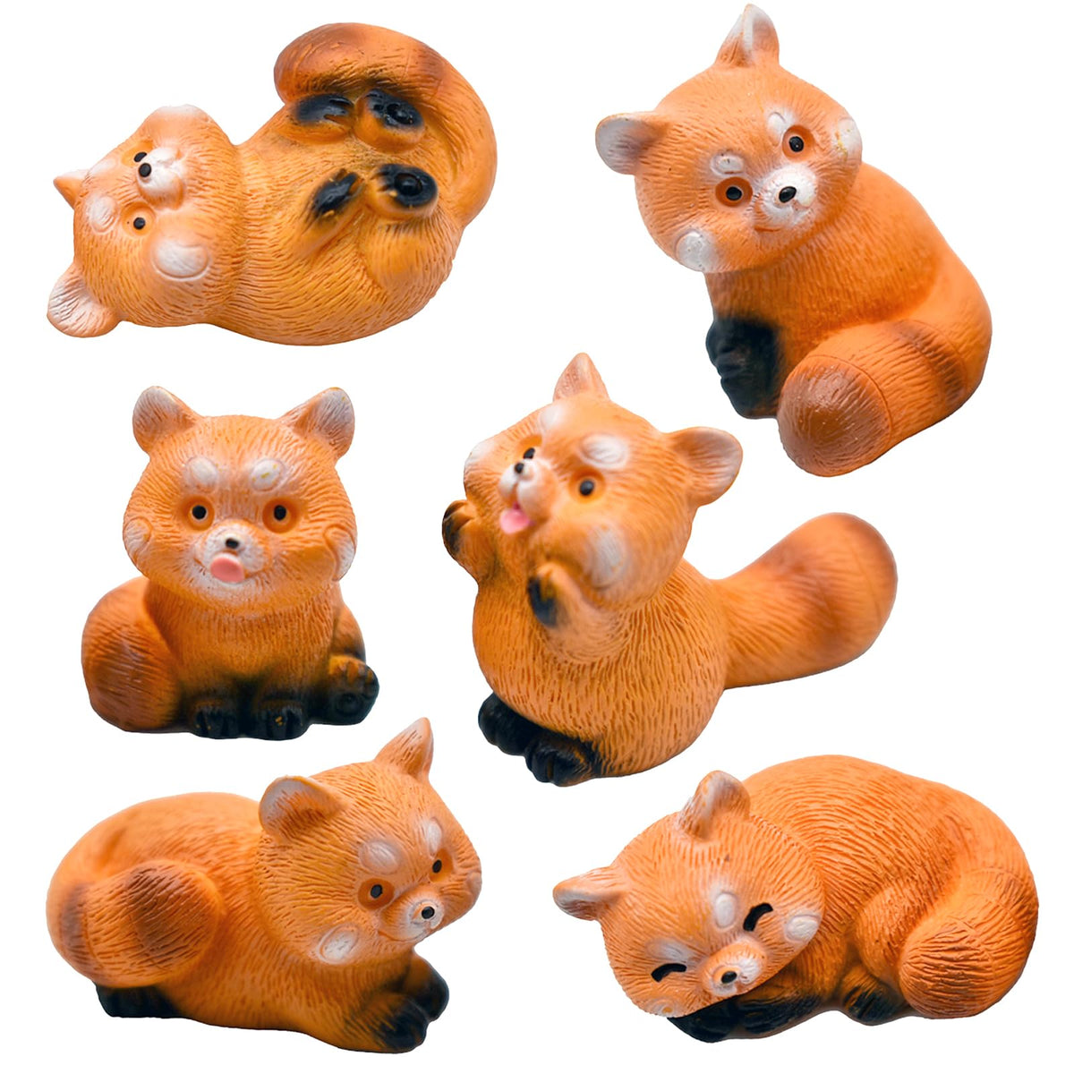 Pinenjoy red panda figurine 1inch front view for fairy gardens and toppers.