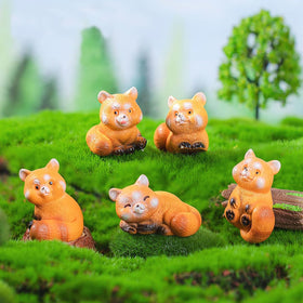 Pinenjoy red panda figurine 1inch lying on stomach for mini landscapes.