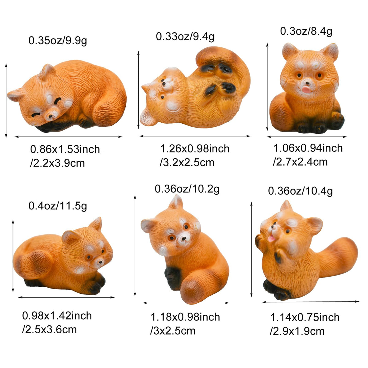Pinenjoy red panda figurine 1inch tongue-out pose for whimsical decor.