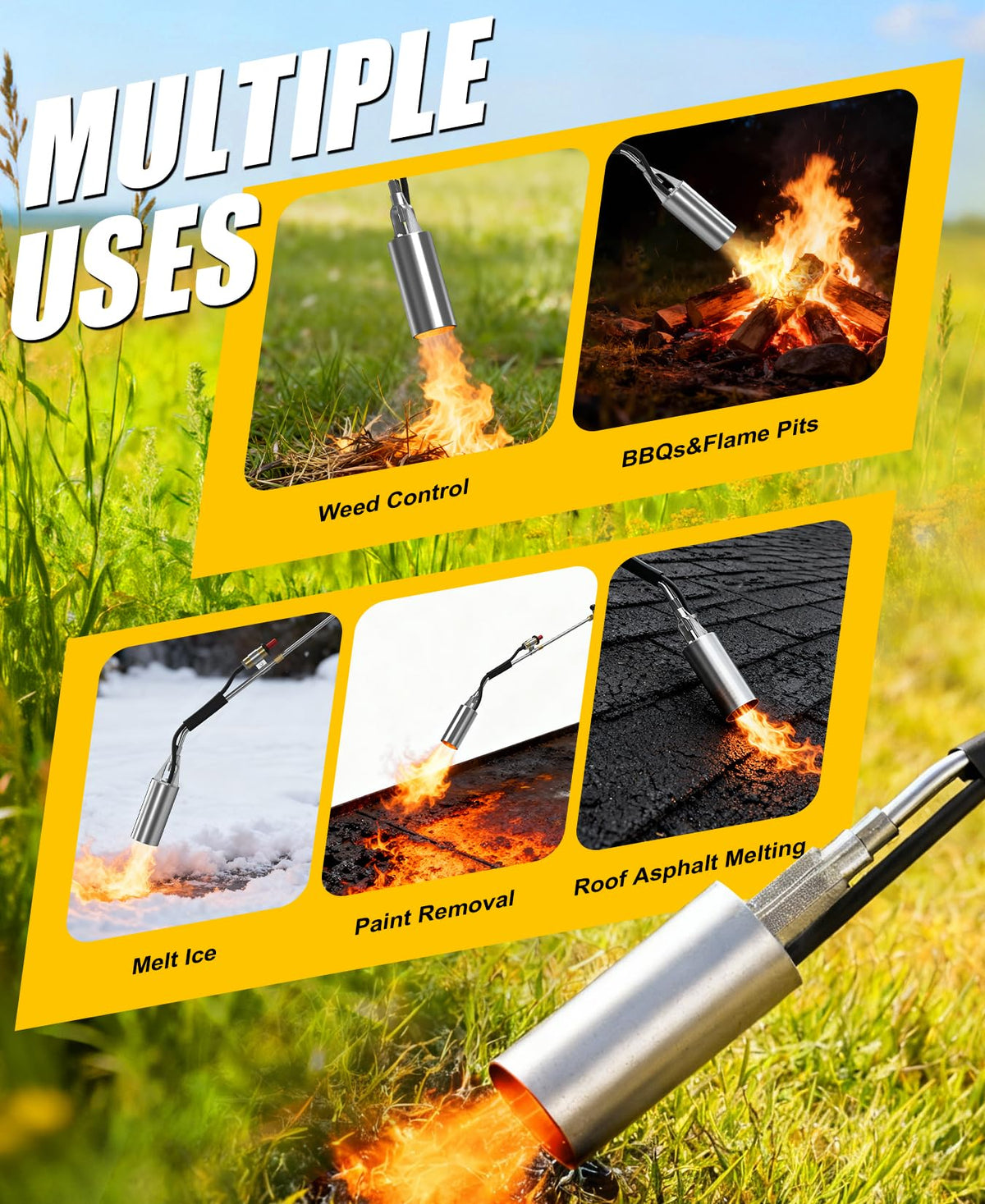 PINOZE torch packaging with accessories, including 1 lb cylinder adapter.