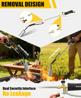 PINOZE weed torch adapter options, compatible with multiple cylinders.