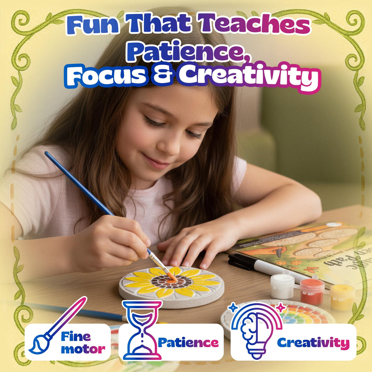Pinwheel Crafts stepping stone kit paint set for kids art