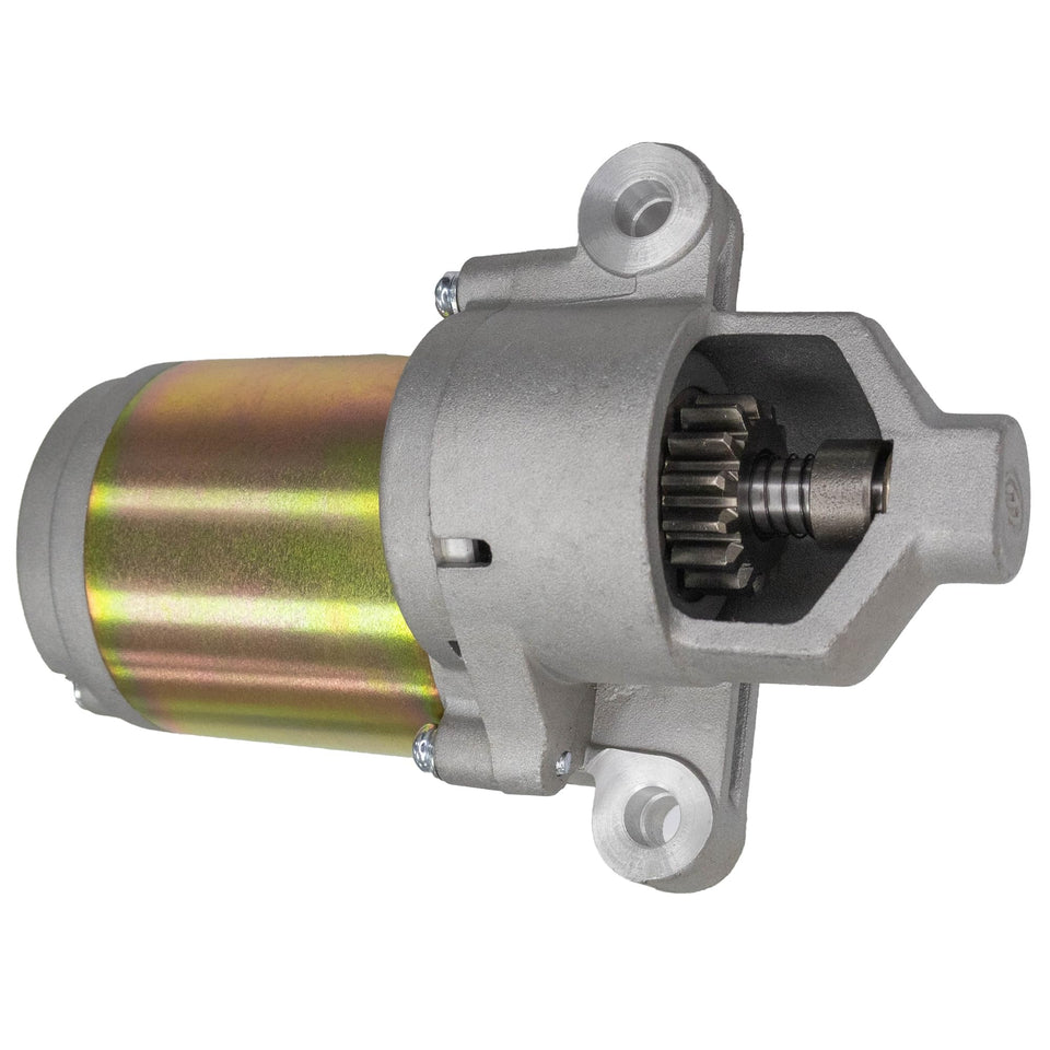 Piogarten starter motor 12V CCW view suitable for quick lawn mower starts.