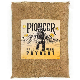 Pioneer Paydirt gold panning bag front view, ready for treasure hunting.
