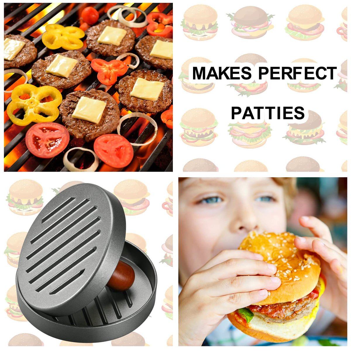 PIQUEBAR 100 patty papers included to prevent sticking and prep ahead