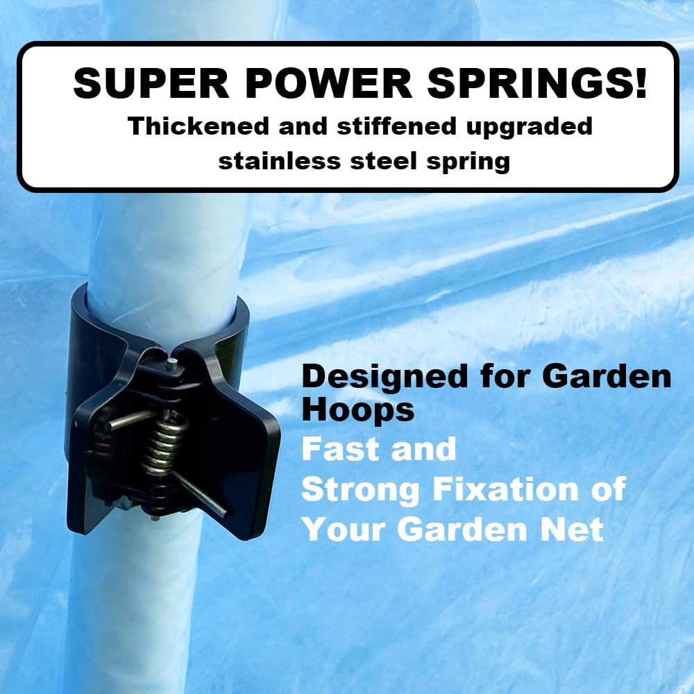 PirateAnt curved clamps attach to PVC hoops for wind-resistant supports.