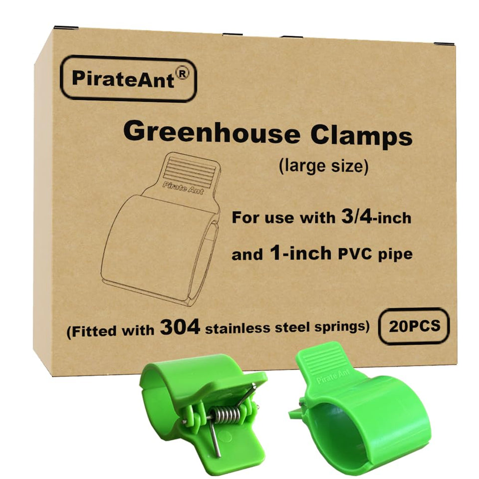 PirateAnt greenhouse clamps securely fasten 3/4-1 inch PVC pipe hoops for sturdy garden setups.