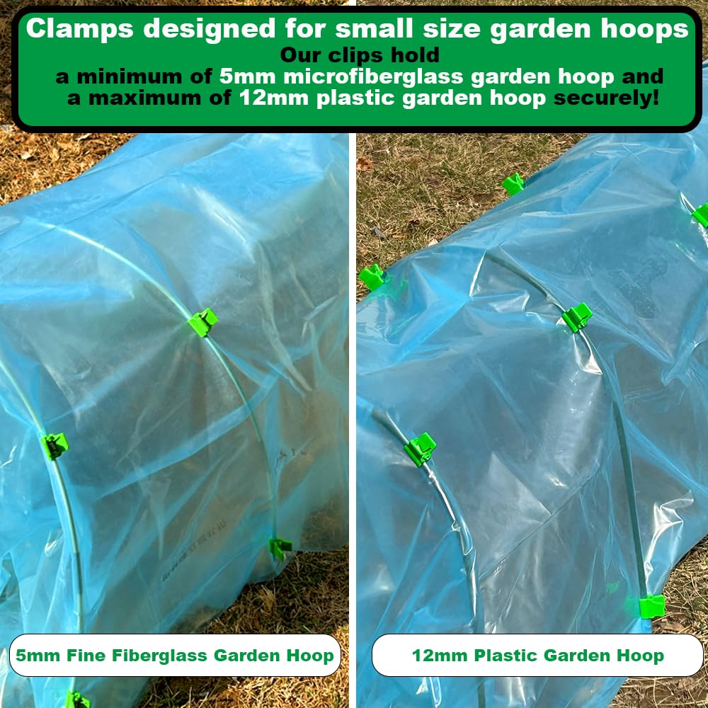 PirateAnt 304-steel-spring clamp maintains strong grip on greenhouse hoops.