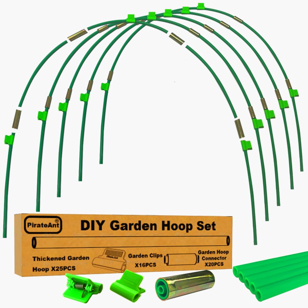 PirateAnt greenhouse hoops 17-inch, 25-piece set for sturdy DIY grow tunnel construction.