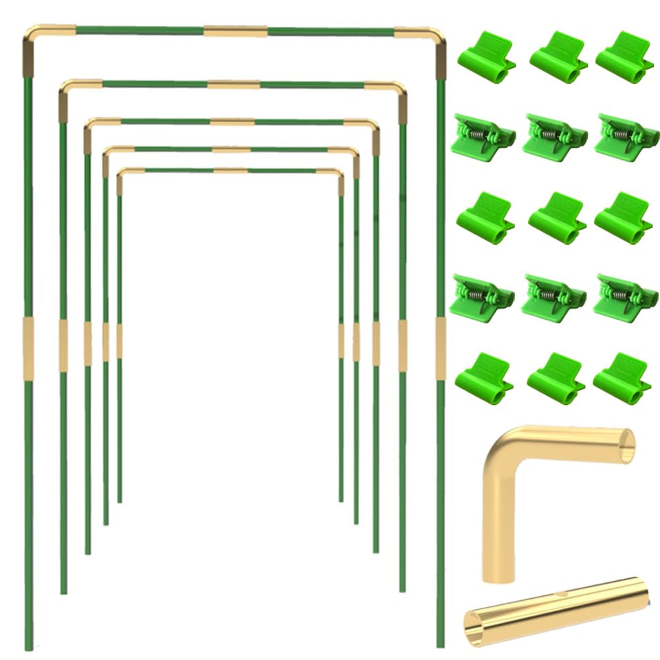 PirateAnt metal greenhouse hoops set on a raised bed for sturdy garden protection.