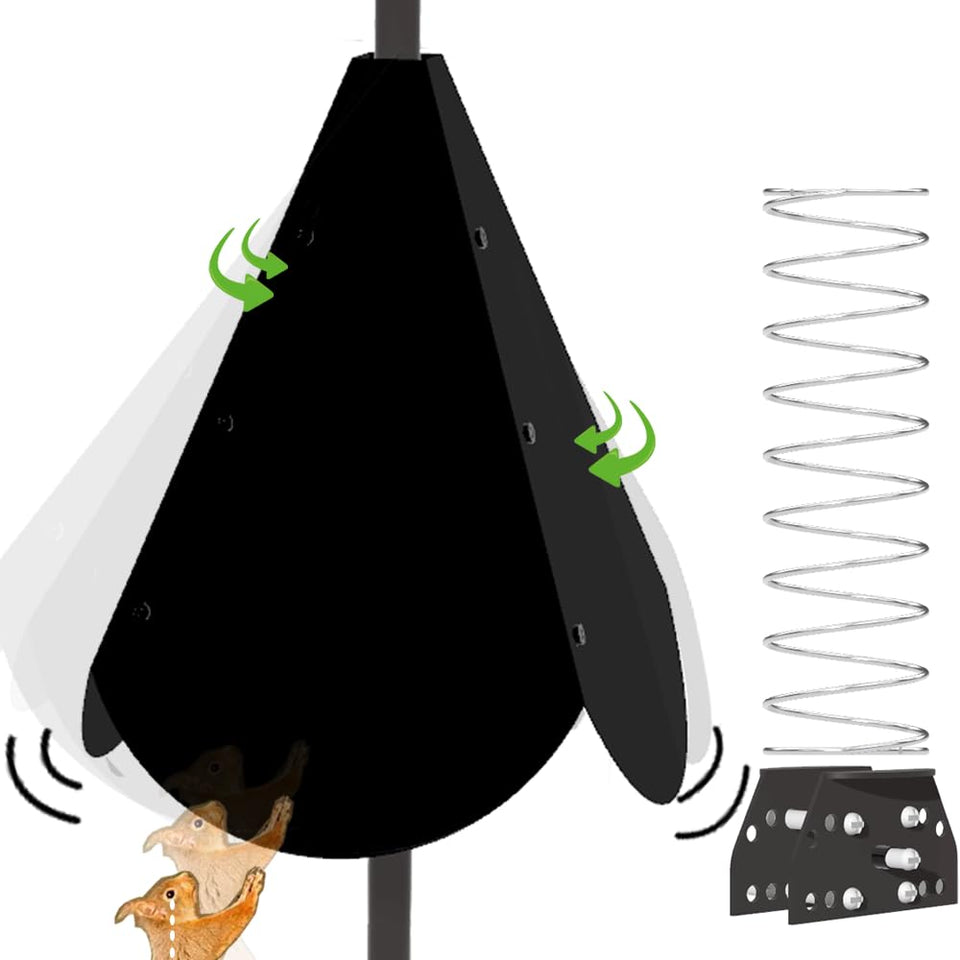 PirateAnt metal squirrel-baffle on a feeder pole, providing durable protection