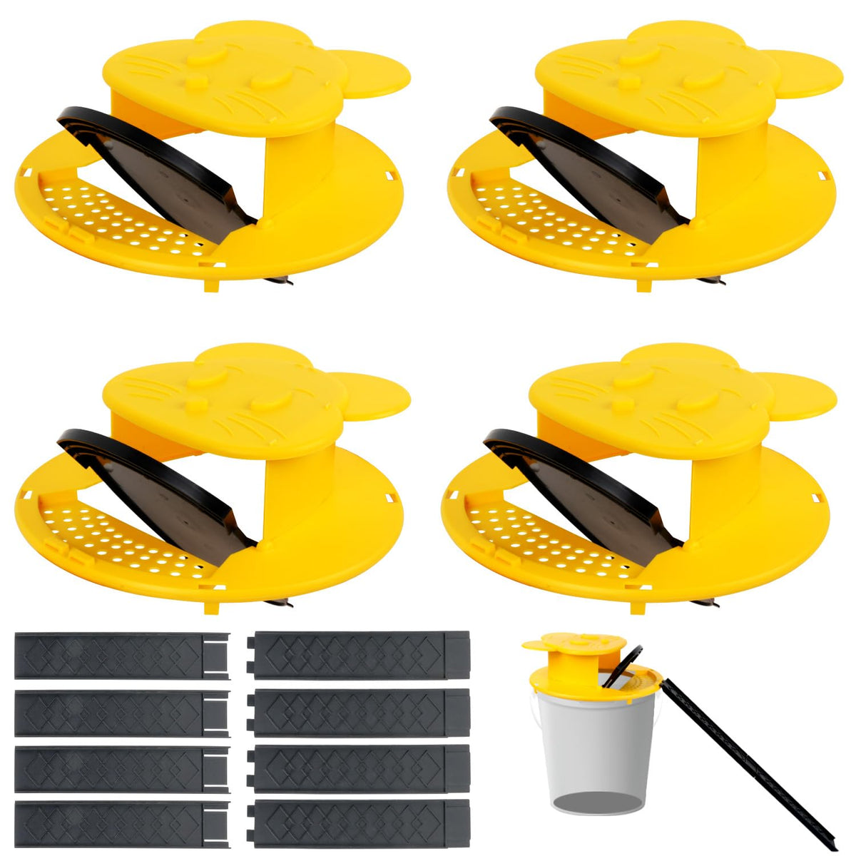 Pirosim mouse trap bucket setup shows easy attachment to a 5-gallon bucket