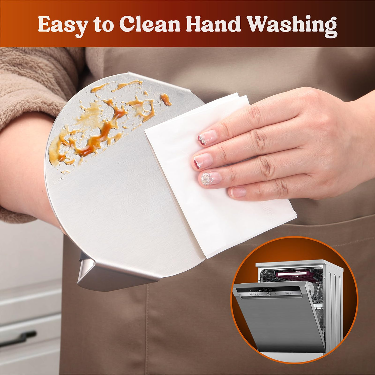 Pisol press features heat-resistant silicone handle for safe, comfortable grip while cooking.