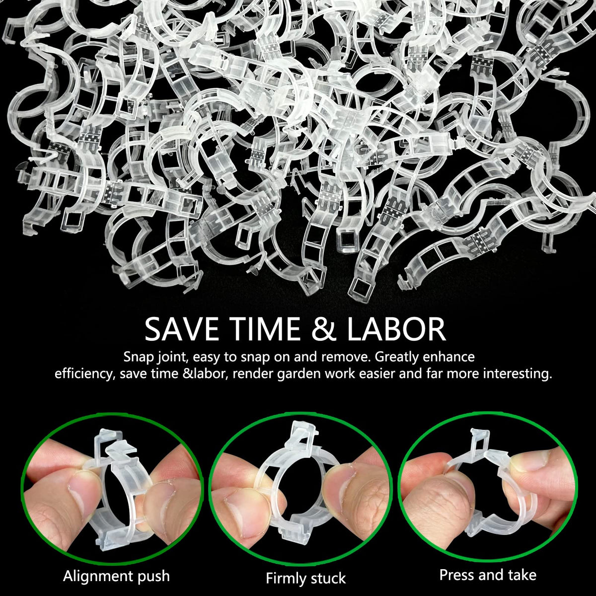Piteno garden clip with buckle design speeds attachment and stability.