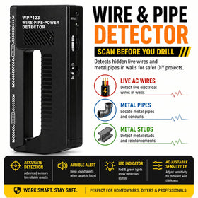 Pithon Grips WPP123 identifies metal pipes behind drywall for safer mounting.
