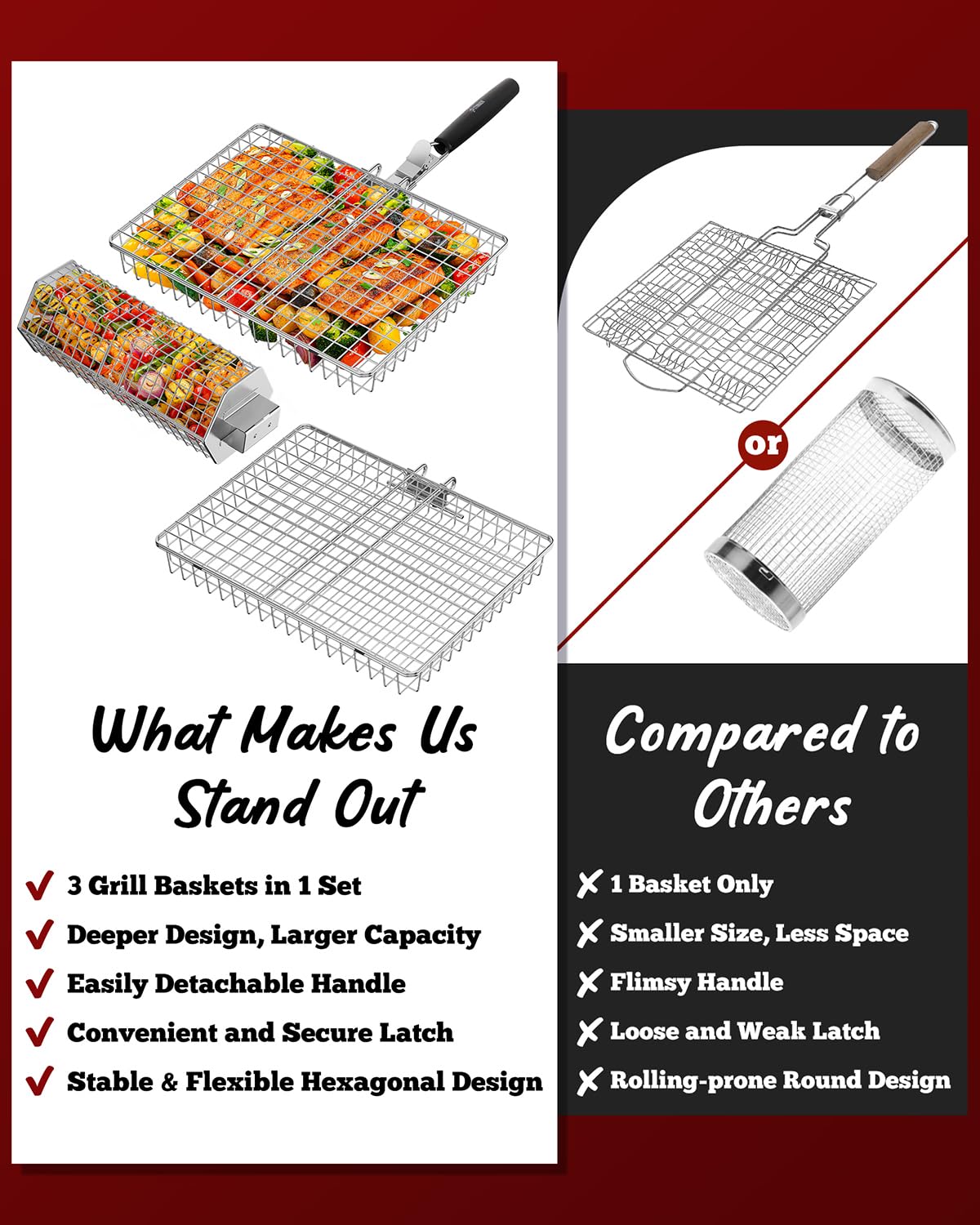 PitInnov grill basket dishwasher safe for quick cleanup