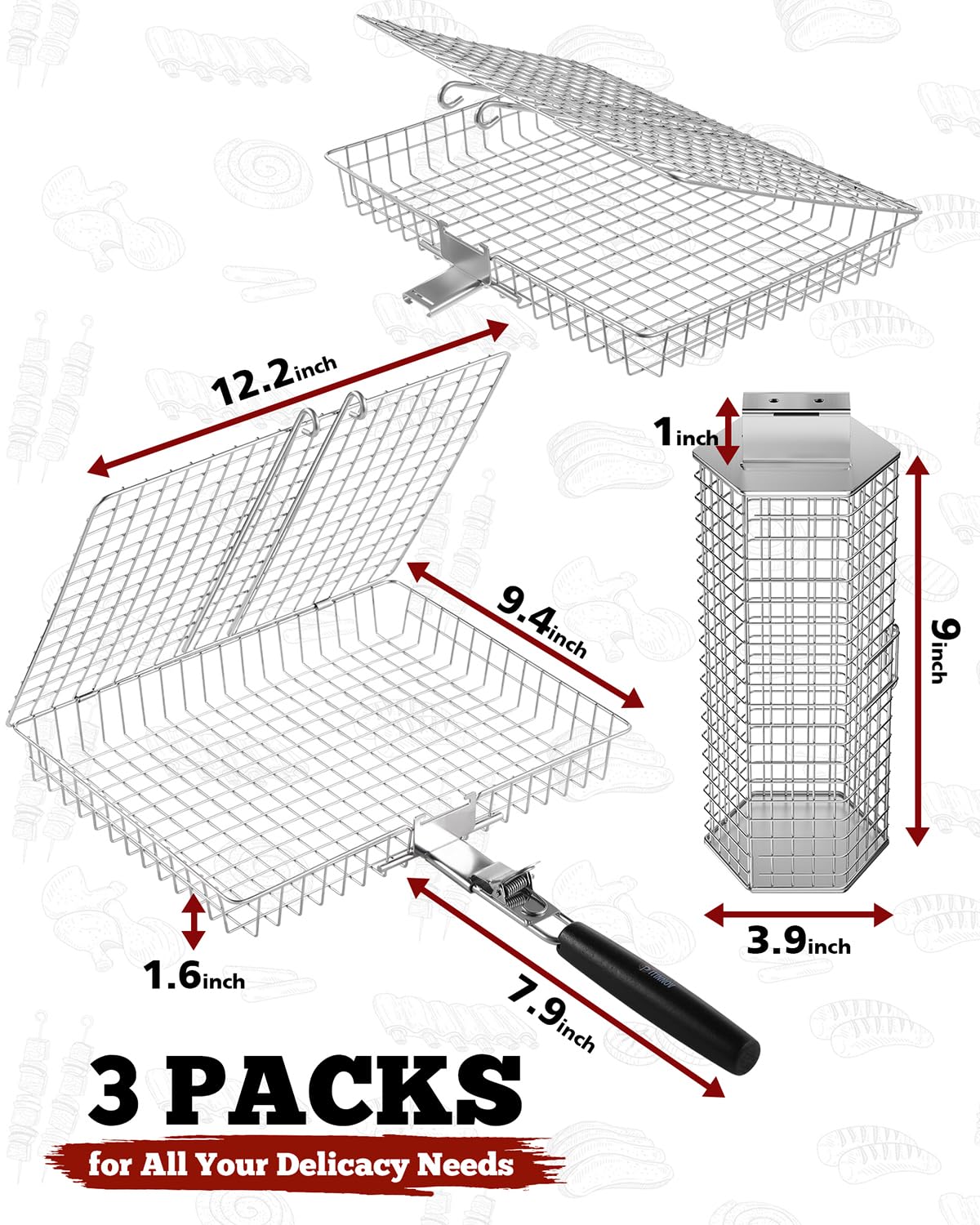 PitInnov hexagonal grill basket provides stable grilling on the grate
