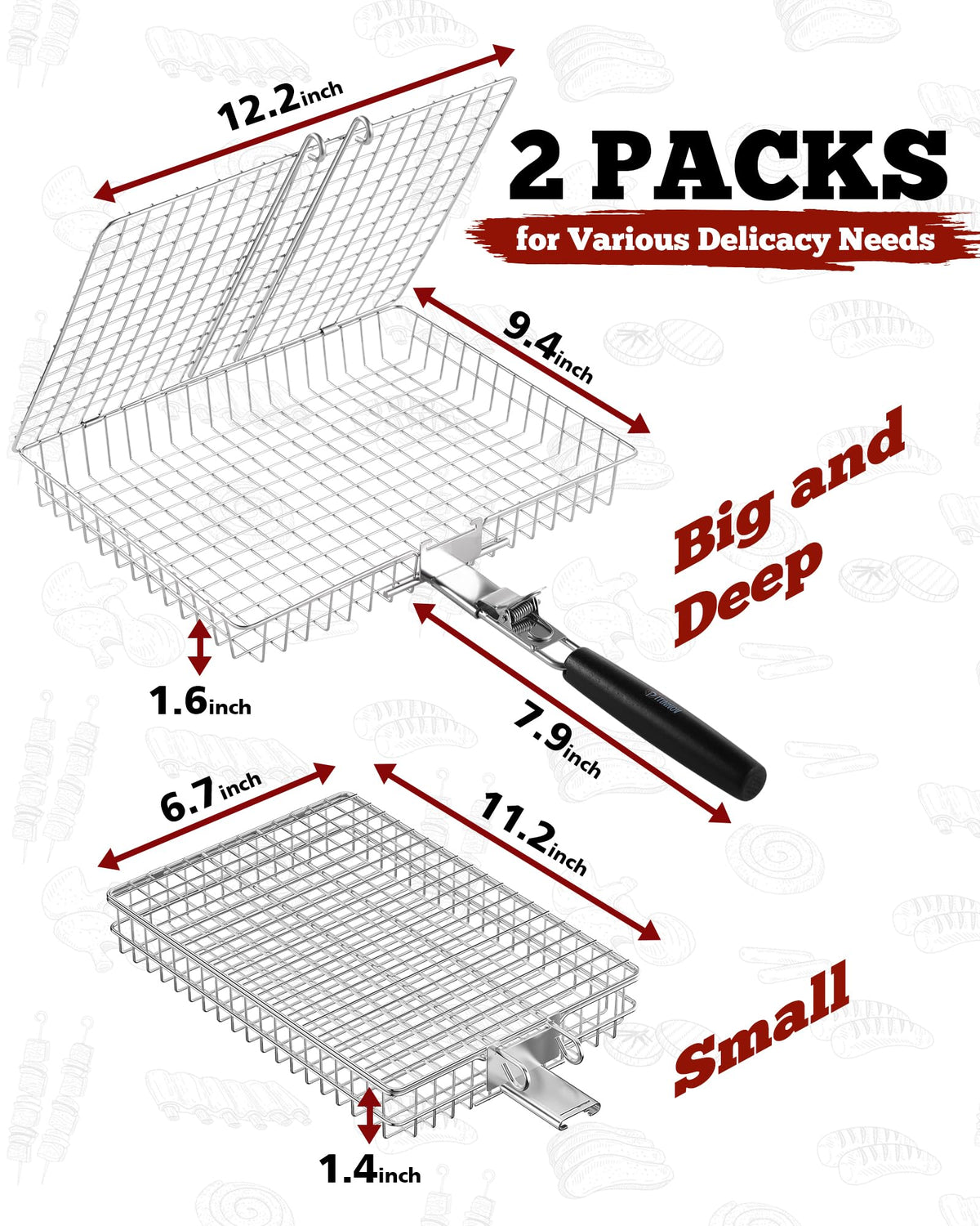 PitInnov Nesting Baskets two sizes for flexible cooking of different portions.