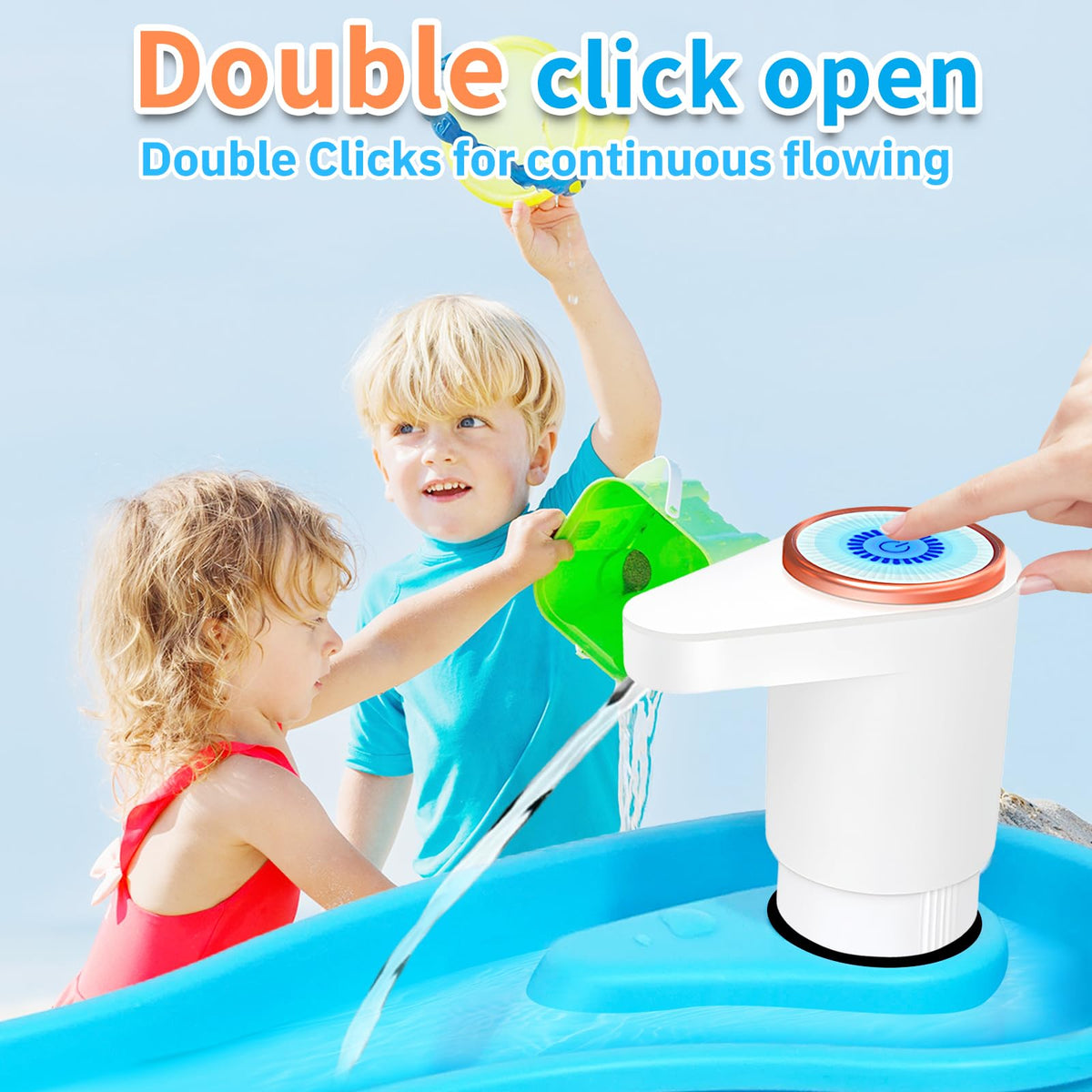 Pitjeck kid-friendly design promotes safe, stable water table play.