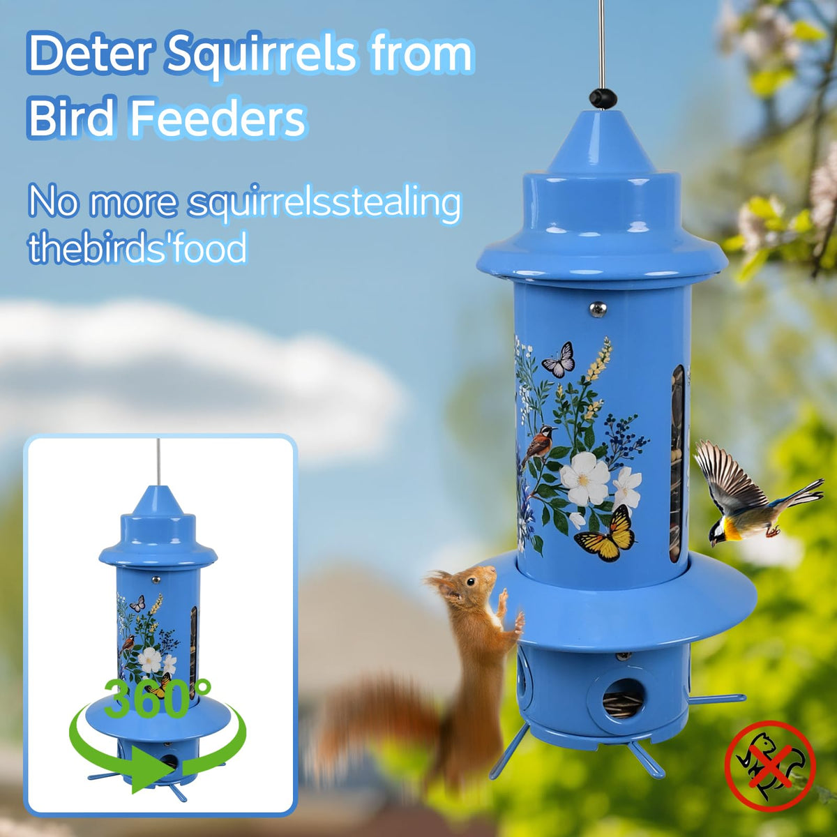 Pitoutfir 5lb capacity bird feeder ready for backyard feeding.