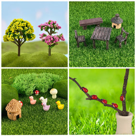 PIVNASY mini trees and moss bring natural texture to bonsai and terrariums.