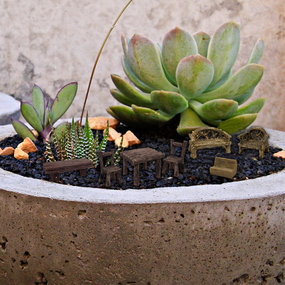 Pivnasy resin miniature furniture finish withstands indoor display use.