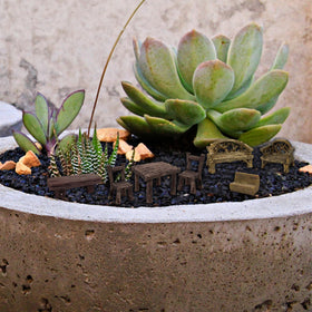 Pivnasy resin miniature furniture finish withstands indoor display use.