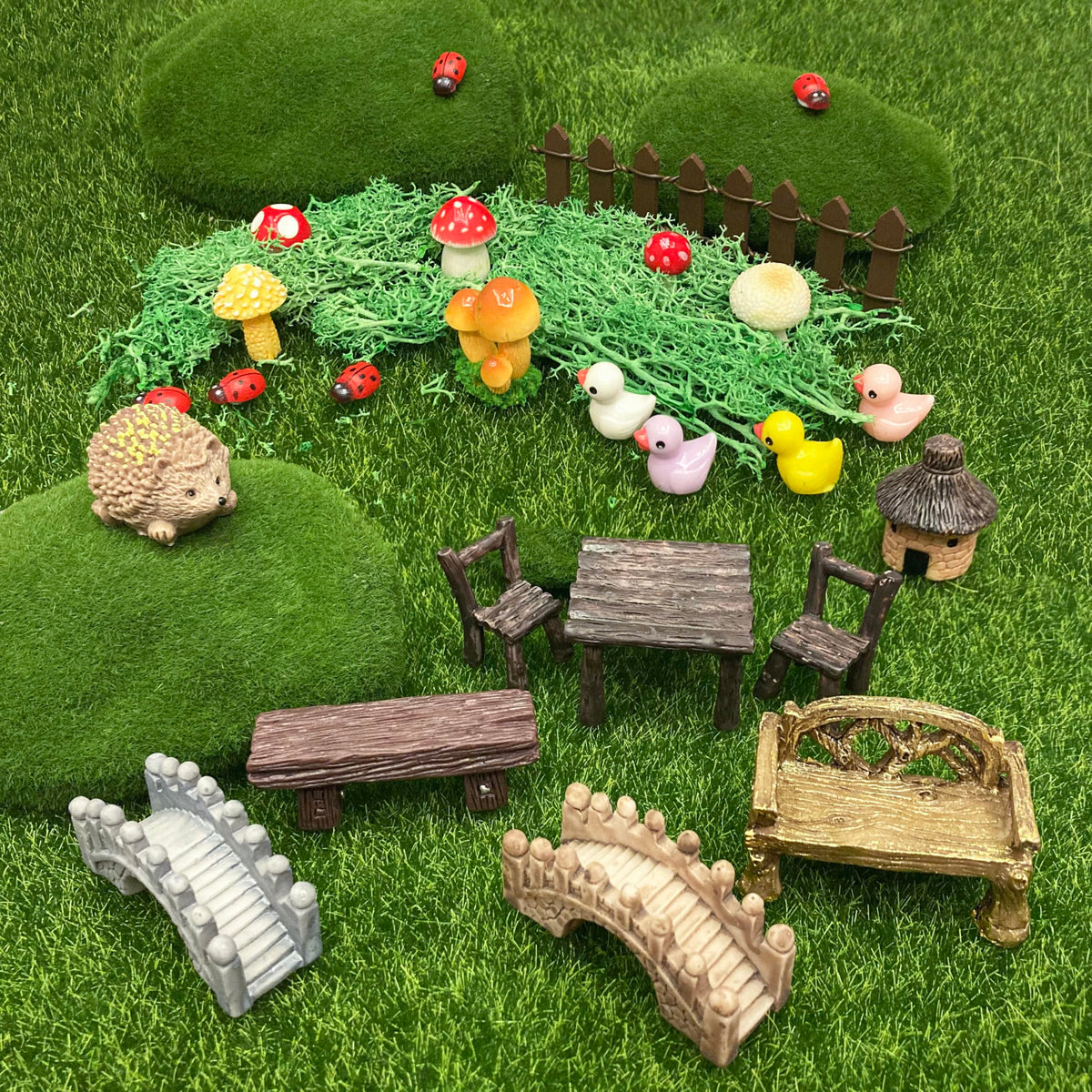 PIVNASY woodland animals ducks and hedgehogs introduce playful wildlife to micro landscapes.