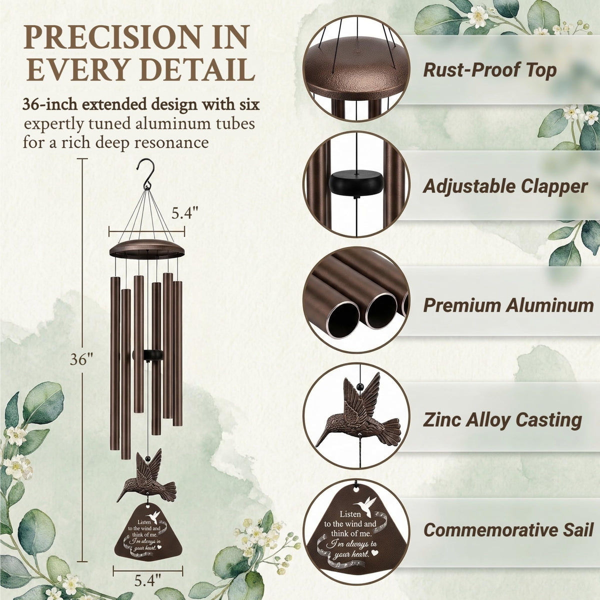 PIXPRI hummingbird wind chime evokes gentle memories with soothing outdoor ambience.