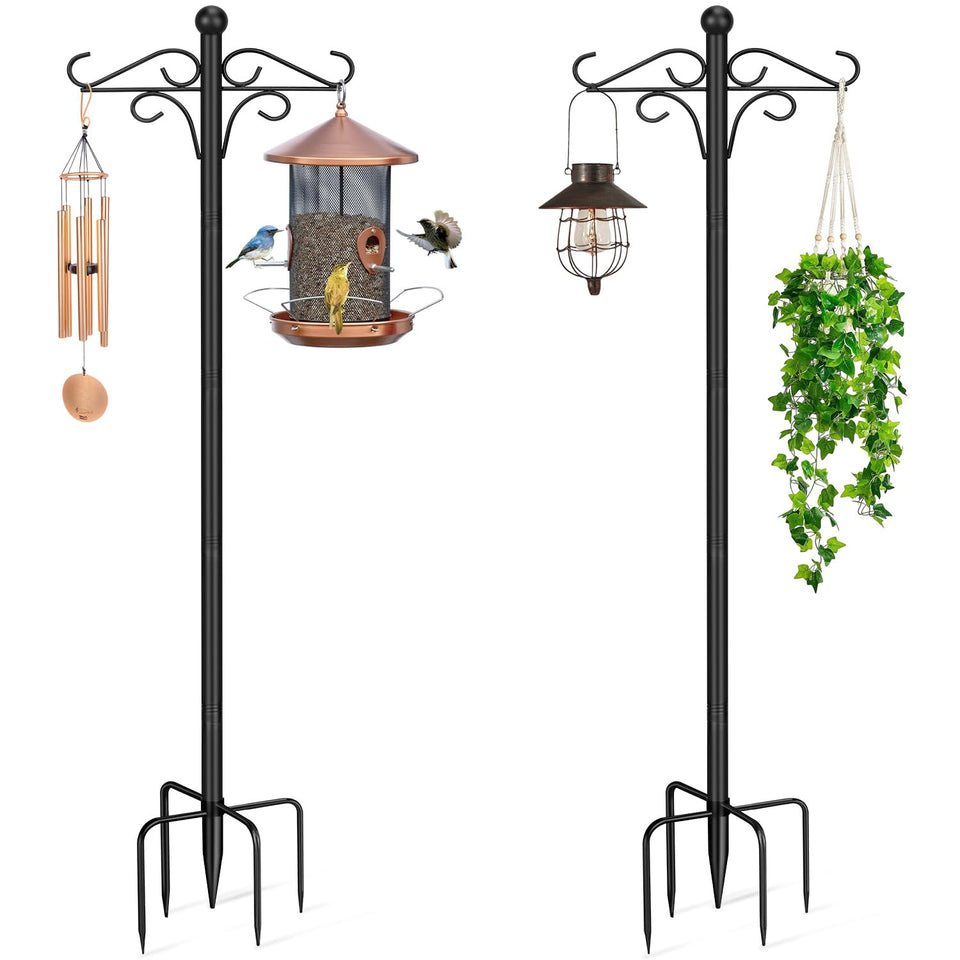 PIYILO shepherds hooks outdoor 2-pack for versatile garden hanging options