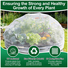PJT drawstring garden netting enables quick secure setup around beds.