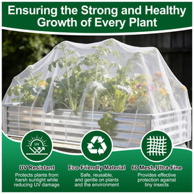 PJT drawstring-secured garden cover keeps bed protected in wind