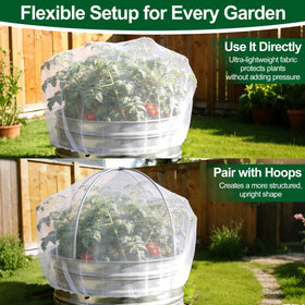 PJT easy-install garden netting with drawstring secures beds quickly.
