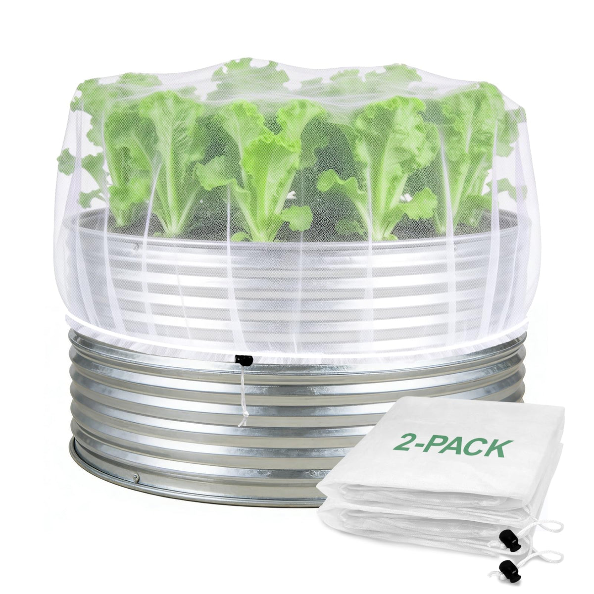 PJT garden netting 2ft round bed cover protects vegetables from pests.