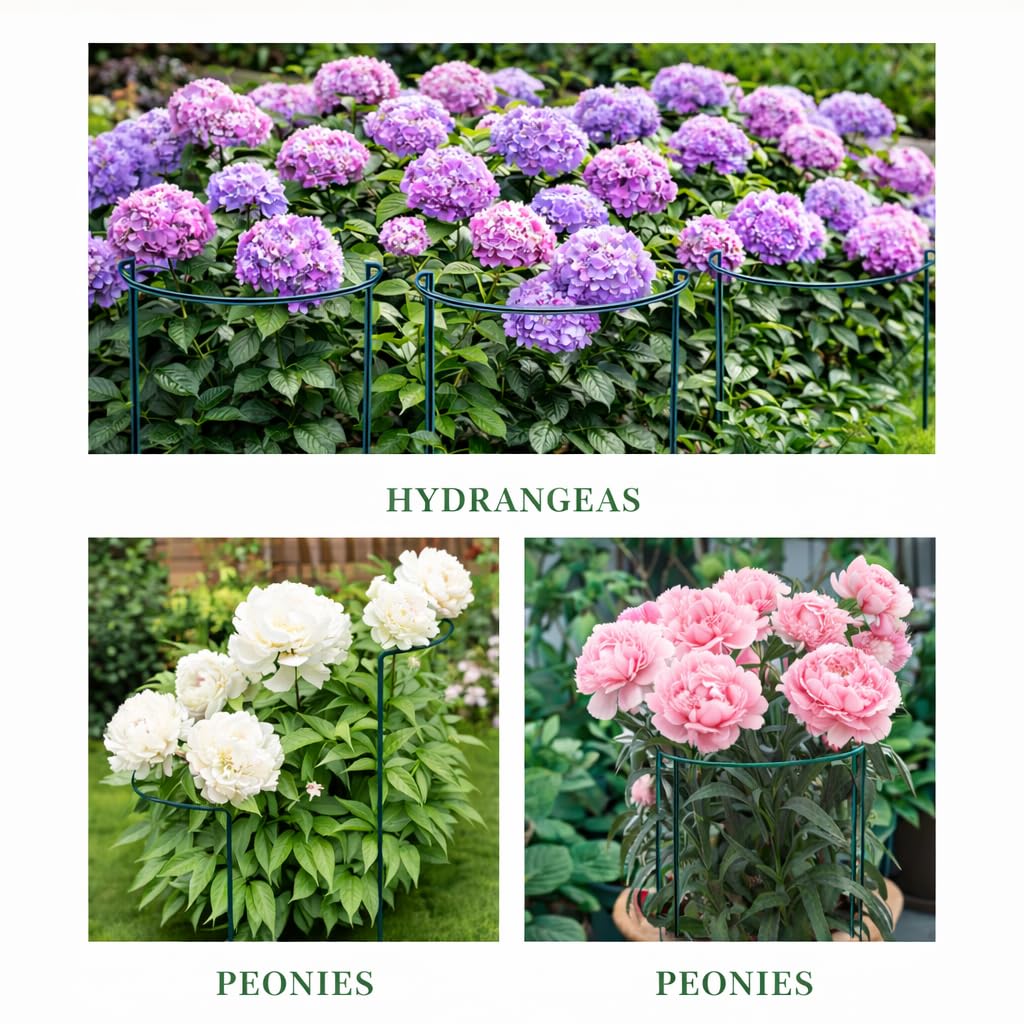 PJT supports peonies, hydrangeas, tomatoes for steady stems and blooms.