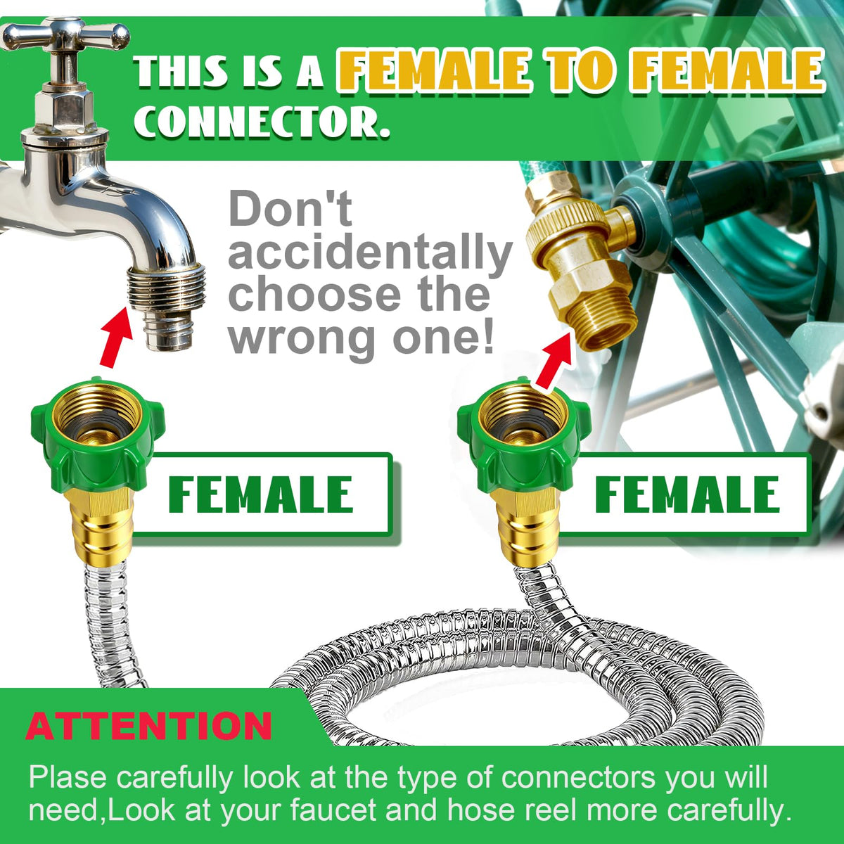 PJT stainless steel hose connector offers flexible, durable connections for outdoor watering.