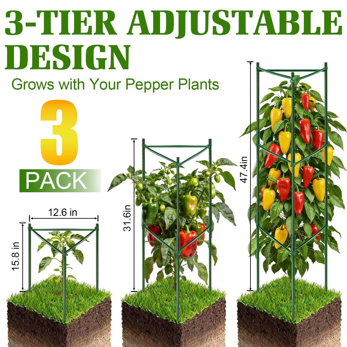 PJT triangle-frame design provides a stable trellis for organized plant growth.