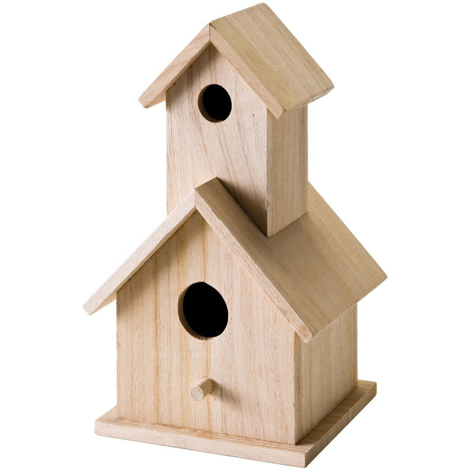 Plaid 12741 Story birdhouse wood surface, beige, ready for painting and gifting