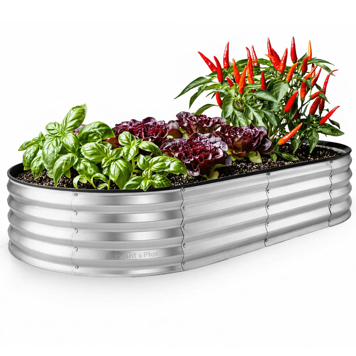 Plant & Plot galvanized raised bed outdoors ideal for vegetables and flowers