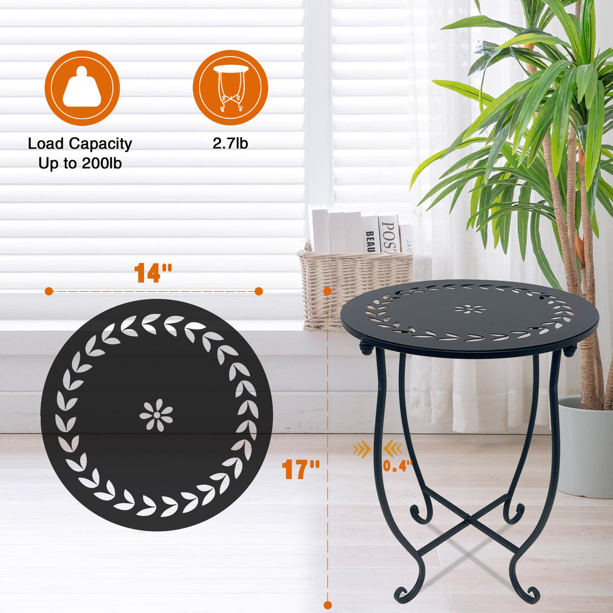 Plant Castle round side table compact design fits small living spaces.