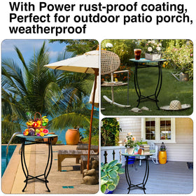 Plant Castle weather-resistant black metal side table for outdoors