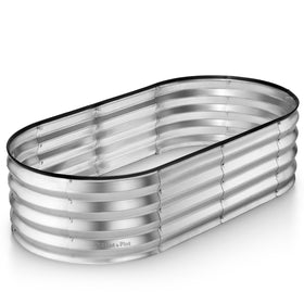 Plant & Plot galvanized raised bed exterior in silver shows durable, weather-ready construction.