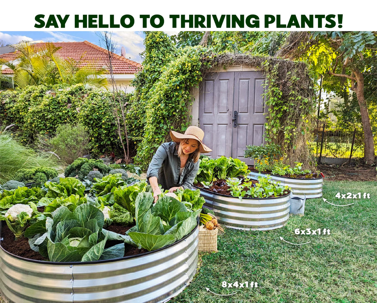 Plant & Plot raised bed with plants illustrates versatile use for vegetables and flowers.