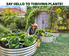 Plant & Plot raised bed with plants illustrates versatile use for vegetables and flowers.