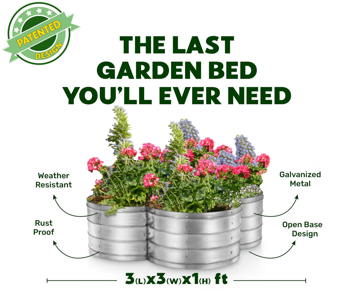 Plant & Plot galvanized bed withstands rain and heat with protective coating.